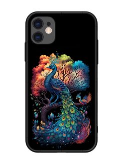 Peacock Tree Art Glossy Metal Phone Cover for Apple Iphone 11
