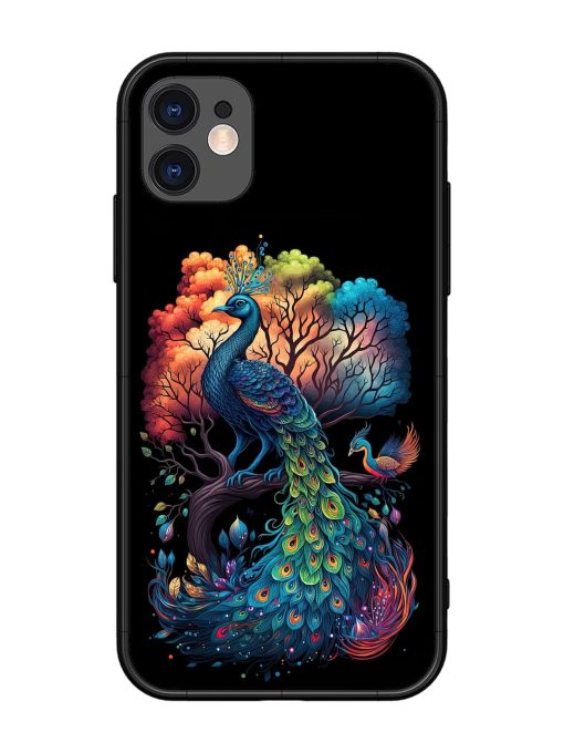 Peacock Tree Art Glossy Metal Phone Cover for Apple Iphone 11 Edge Zapvi