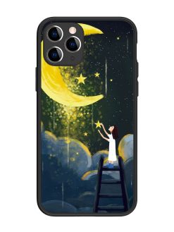 Moonlight Healing Night Illustration Glossy Metal TPU Phone Cover for Apple Iphone 11 Pro
