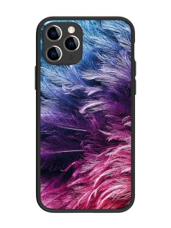 Light Grey Feather Background Glossy Metal Phone Cover for Apple Iphone 11 Pro