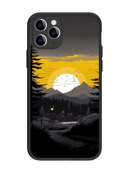 Sunset Vector Glossy Metal Phone Cover for Apple Iphone 11 Pro