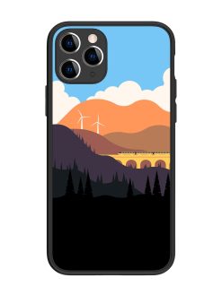 Minimal Mountain Vector Glossy Metal Phone Cover for Apple Iphone 11 Pro
