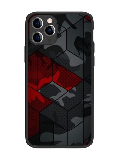 Red And Grey Pattern Glossy Metal Phone Cover for Apple Iphone 11 Pro