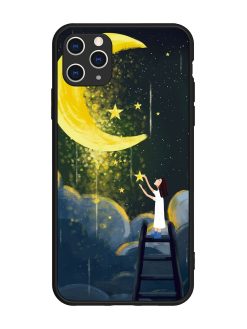 Moonlight Healing Night Illustration Glossy Metal TPU Phone Cover for Apple Iphone 11 Pro Max