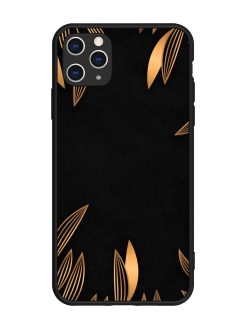 Golden Leaf Pattern Glossy Metal Phone Cover for Apple Iphone 11 Pro Max