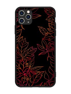 Red Floral Pattern Glossy Metal Phone Cover for Apple Iphone 11 Pro Max