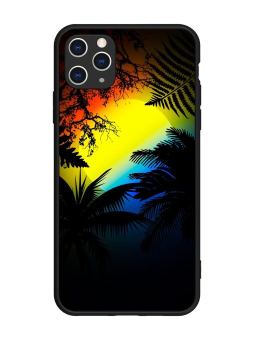 Colorful Sunset With Palm Trees Glossy Metal Phone Cover for Apple Iphone 11 Pro Max