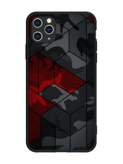 Red And Grey Pattern Glossy Metal Phone Cover for Apple Iphone 11 Pro Max