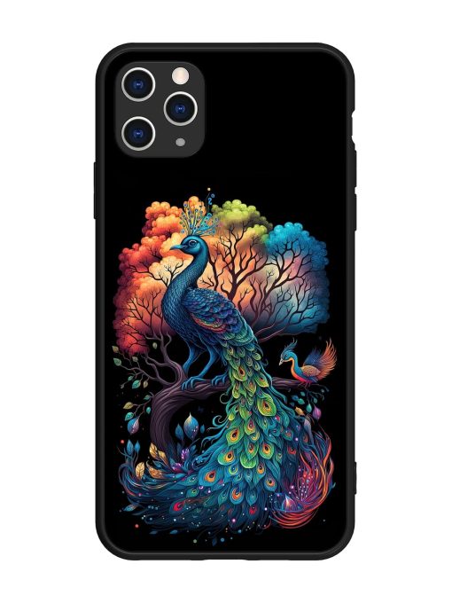 Peacock Tree Art Glossy Metal Phone Cover for Apple Iphone 11 Pro Max Edge Zapvi