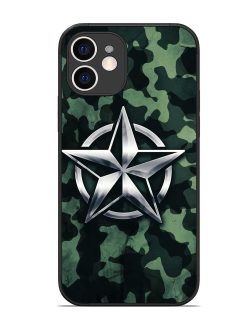Indian Army Star Design Glossy Metal Phone Cover for Apple Iphone 12