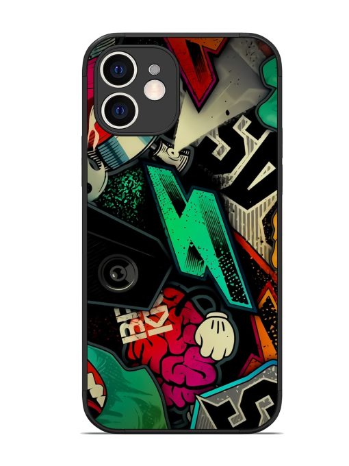 Graffiti Art Glossy Metal Phone Cover for Apple Iphone 12 Edge Zapvi