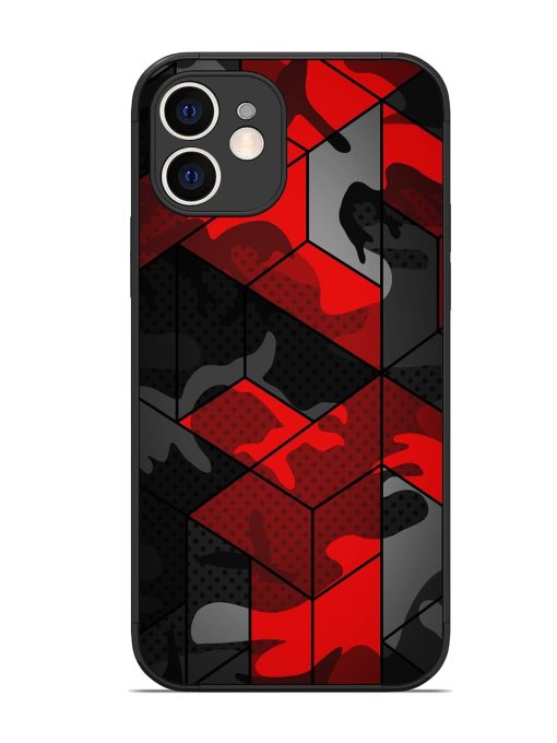 Royal Red Camouflage Pattern Glossy Metal Phone Cover for Apple Iphone 12 Edge Zapvi