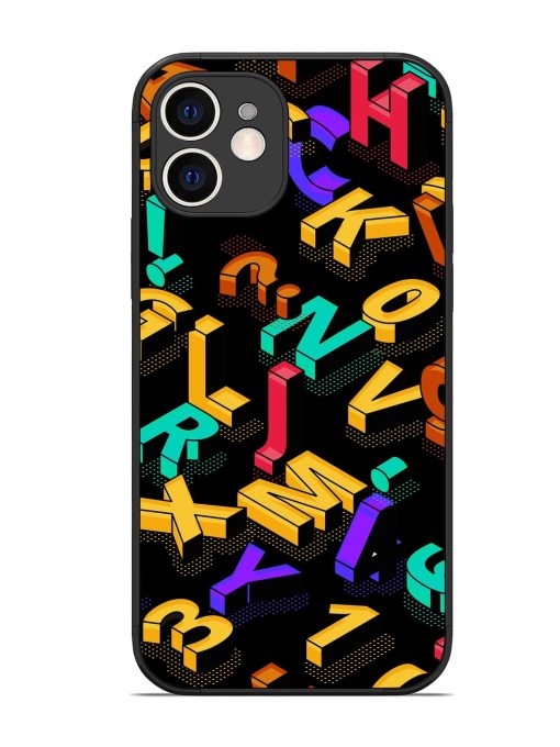 Seamless Pattern With Letters Glossy Metal Phone Cover for Apple Iphone 12