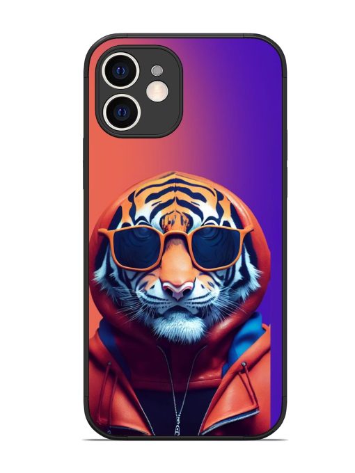 Tiger Animation Glossy Metal Phone Cover for Apple Iphone 12