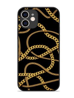 Decorative Golde Chain Glossy Metal Phone Cover for Apple Iphone 12