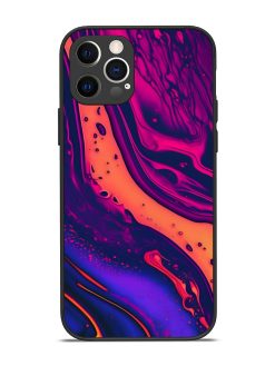 Fluid Blue Pink Art Glossy Metal Phone Cover for Apple Iphone 12 Pro