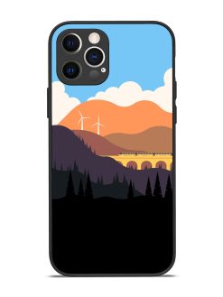 Minimal Mountain Vector Glossy Metal Phone Cover for Apple Iphone 12 Pro