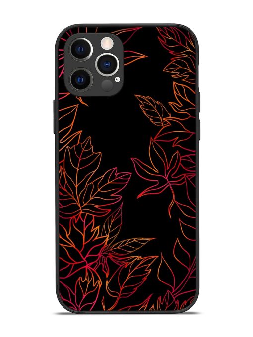 Red Floral Pattern Glossy Metal Phone Cover for Apple Iphone 12 Pro