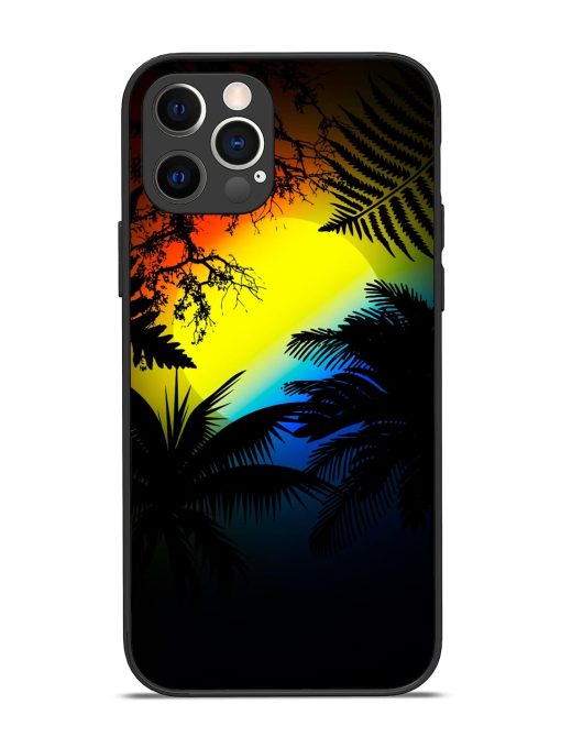 Colorful Sunset With Palm Trees Glossy Metal Phone Cover for Apple Iphone 12 Pro Edge Zapvi