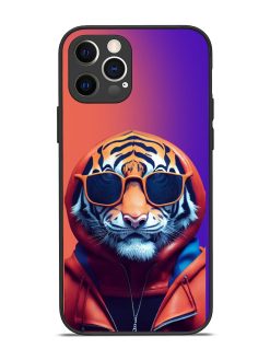 Tiger Animation Glossy Metal Phone Cover for Apple Iphone 12 Pro