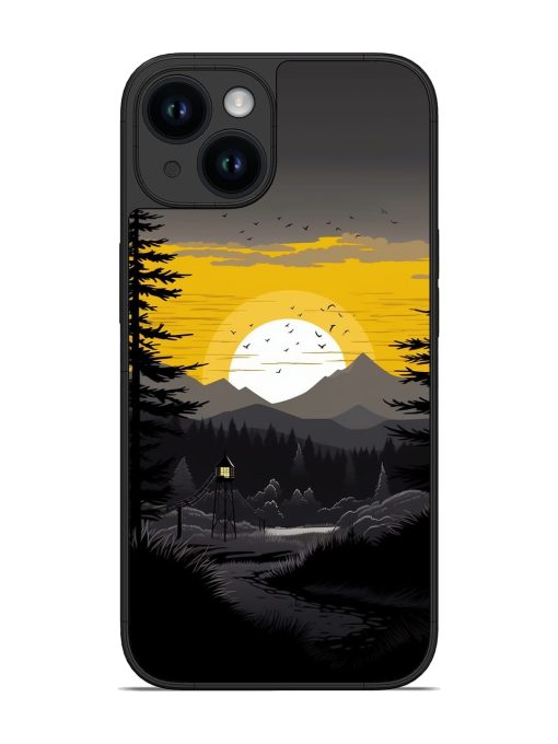 Sunset Vector Glossy Metal Phone Cover for Apple Iphone 14