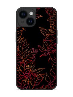 Red Floral Pattern Glossy Metal Phone Cover for Apple Iphone 14