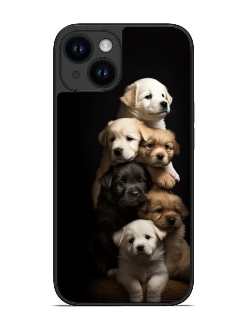 Cute Baby Dogs Glossy Metal Phone Cover for Apple Iphone 14