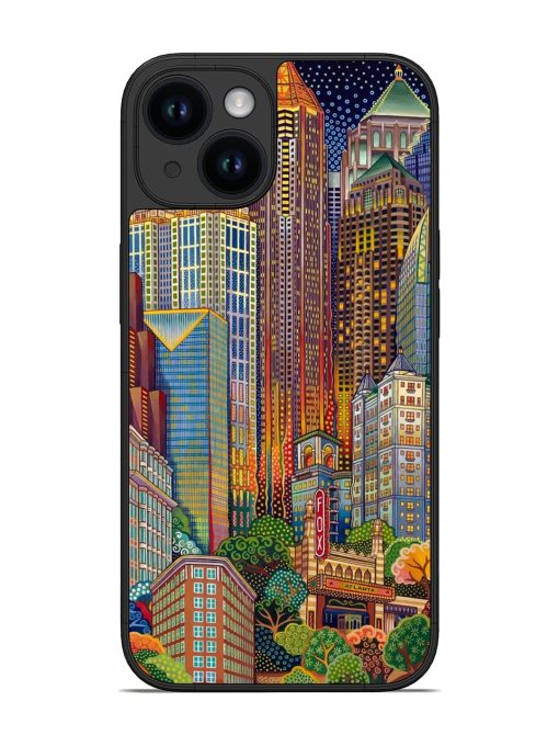 Cityscapes Art Glossy Metal Phone Cover for Apple Iphone 14