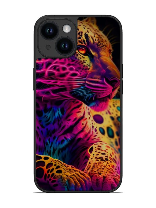 Leopard Art Glossy Metal Phone Cover for Apple Iphone 14 Edge Zapvi