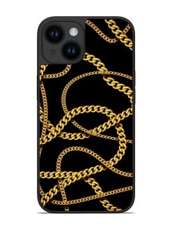 Decorative Golde Chain Glossy Metal Phone Cover for Apple Iphone 14