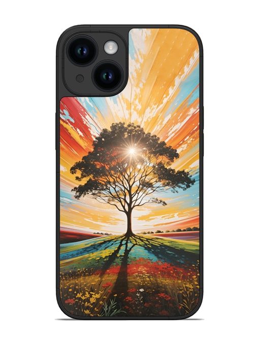 Abstract Tree Colorful Art Glossy Metal Phone Cover for Apple Iphone 14