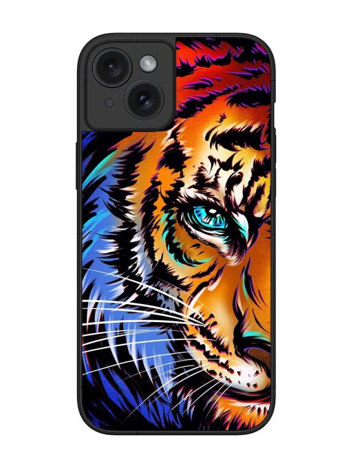 Colorful Lion Art Glossy Metal Phone Cover for Apple Iphone 15 Plus