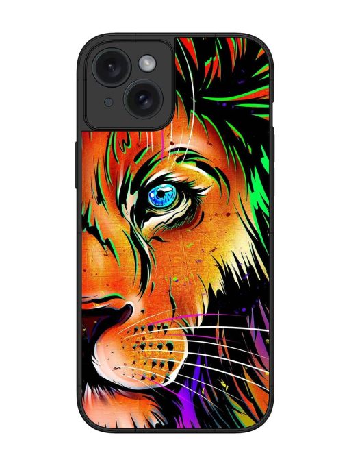 Colorful Lion Design Glossy Metal TPU Phone Cover for Apple Iphone 15 Plus