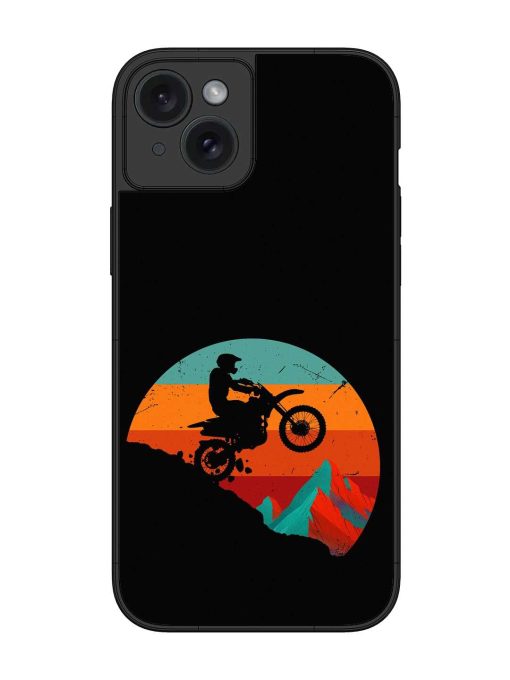 Mountain Bike Glossy Metal Phone Cover for Apple Iphone 15 Plus