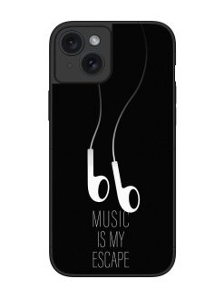 Music Is My Escape Glossy Metal Phone Cover for Apple Iphone 15 Plus