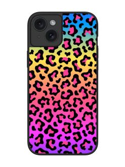 Neon Rainbow Colored Glossy Metal Phone Cover for Apple Iphone 15 Plus