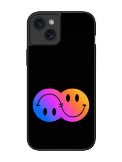 Gradient Smile Art Glossy Metal TPU Phone Cover for Apple Iphone 15 Plus