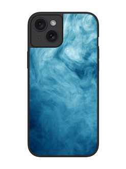 Blue Smoke Art Glossy Metal Phone Cover for Apple Iphone 15 Plus