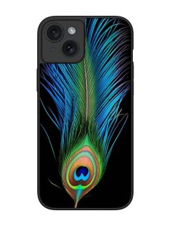 Peacock Feather Glossy Metal TPU Phone Cover for Apple Iphone 15 Plus