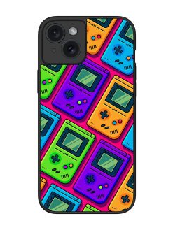 Game Seamless Pattern Glossy Metal Phone Cover for Apple Iphone 15 Plus