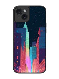Minimal City Art Glossy Metal Phone Cover for Apple Iphone 15 Plus
