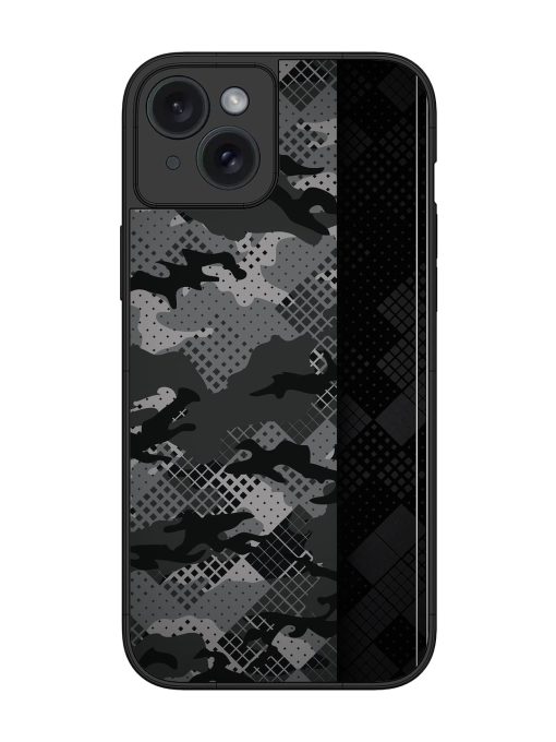 Dark Camouflage Glossy Metal Phone Cover for Apple Iphone 15 Plus Edge Zapvi